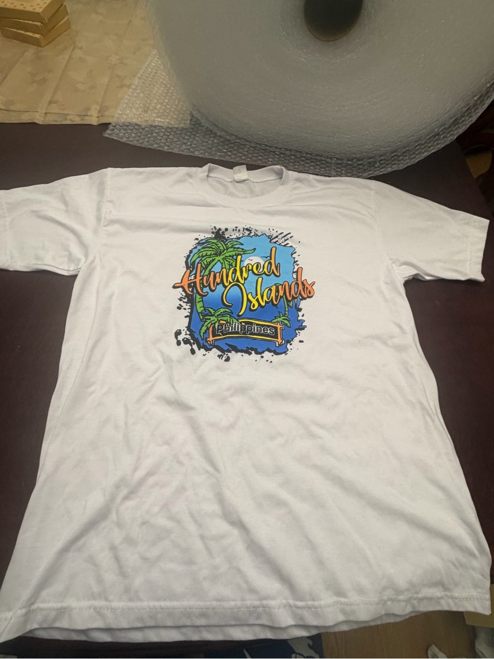 White Hundred Islands Graphic Tee - Tropical Palm Design